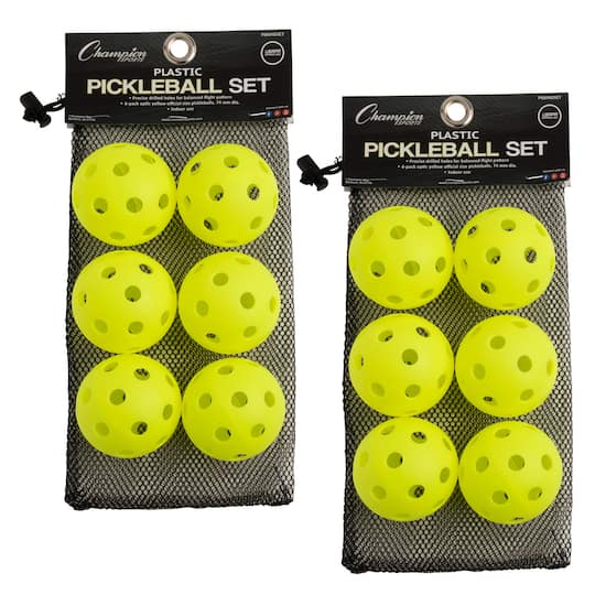 CHSPB6INDSET-2 2 in. Recreational Indoor Pickleball Set, Yellow - Set of 2